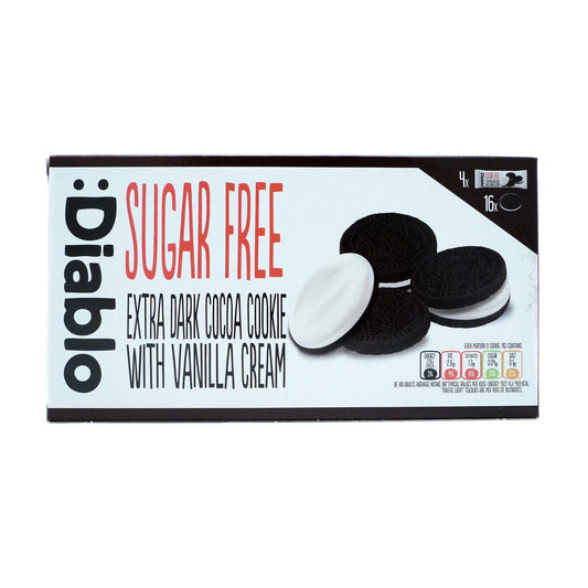 Diablo Sugar Free Dark Vanilla Cookies 176g (12 Packs of 4)