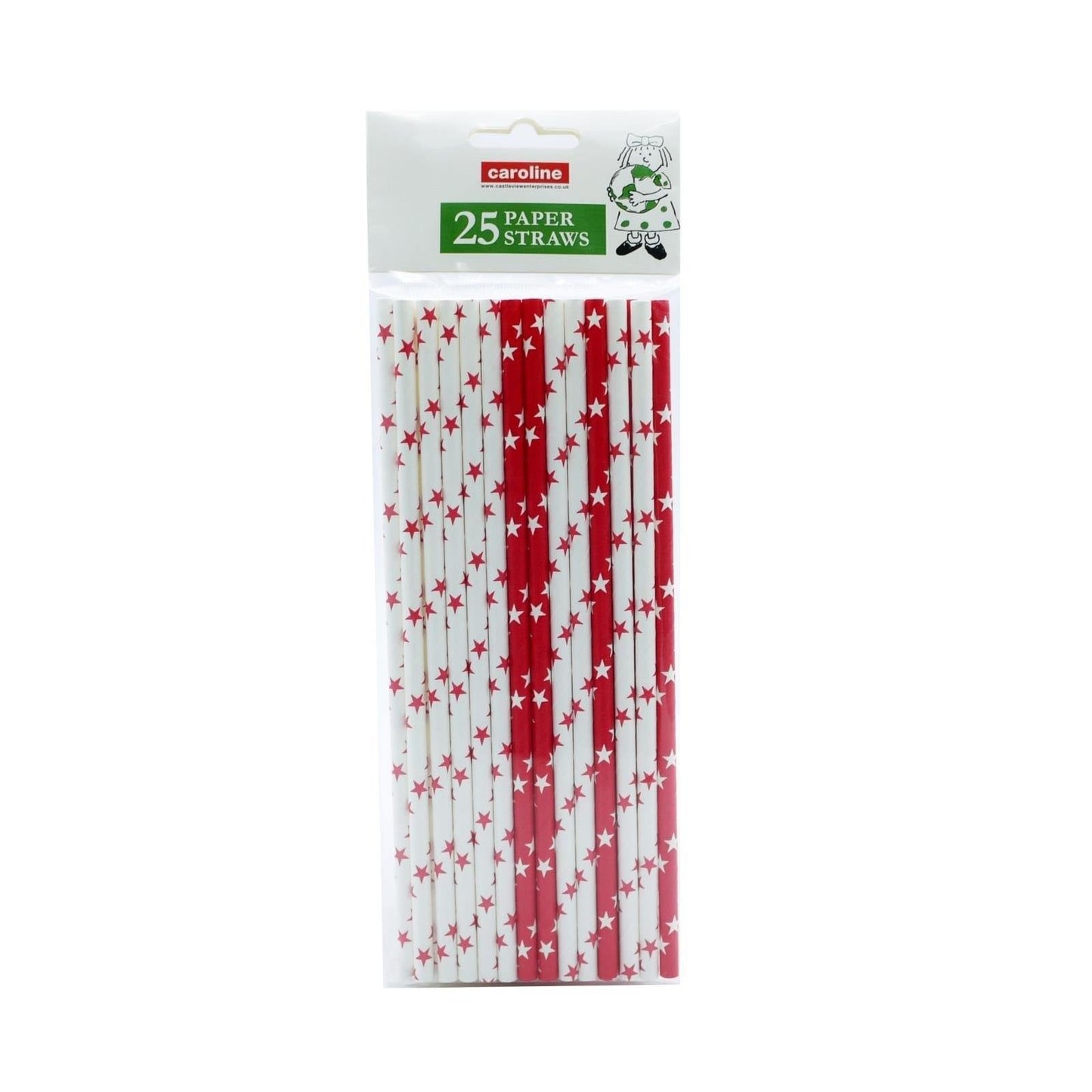 Caroline Red & White Paper Straws 25'S