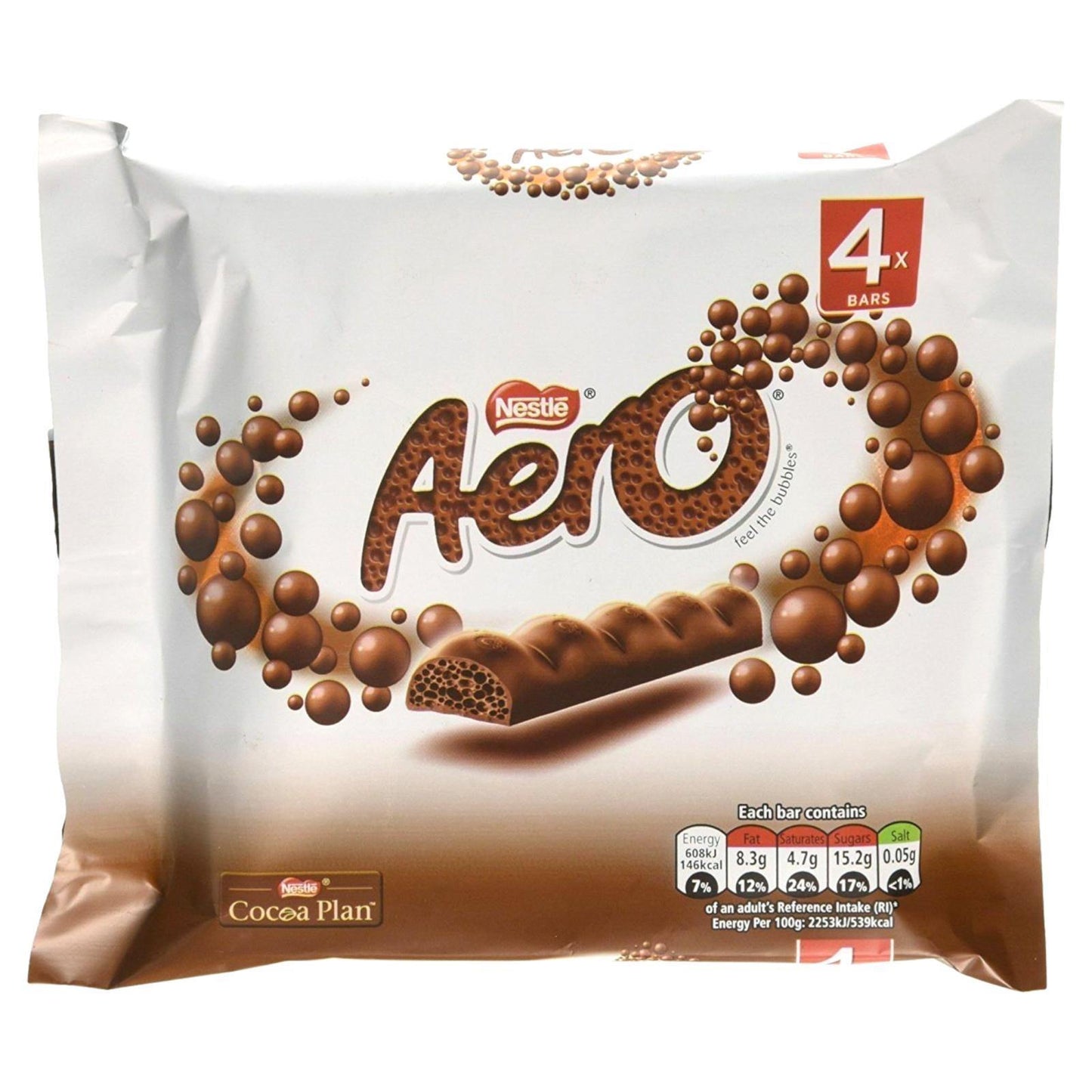 Nestle Aero Bubble Bar Milk Chocolate 108g (14 Packs of 4, Total 56)